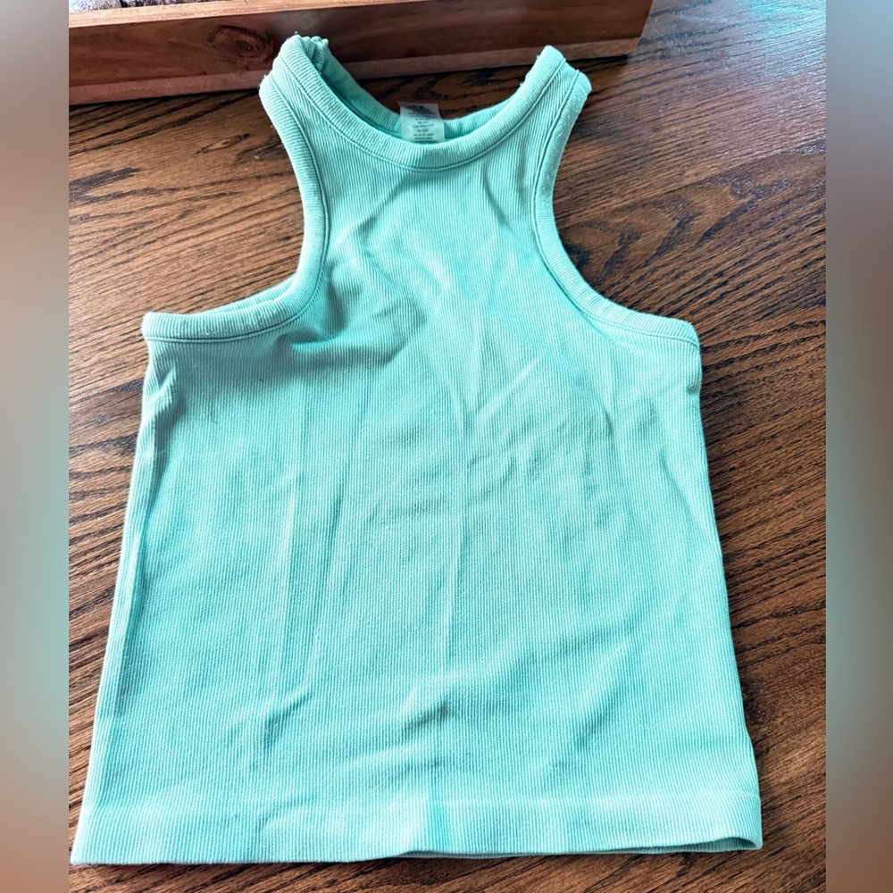 Womens Love Poem Crop Tank Top Grey Blue Size S/M